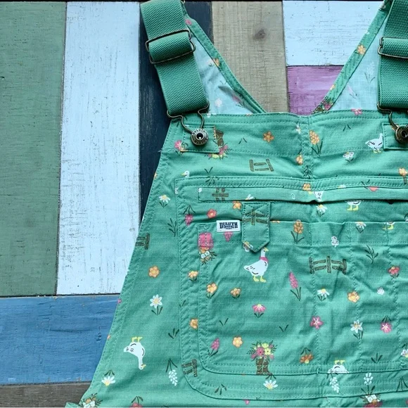NWT Duluth M x35L Heirloom Gardening Bib Overalls Glacial Green Garden Goose - Picture 3 of 9
